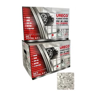 Ensemble d'epoxy 2 couches pour plancher de garage par Ureco, flocon de neige brillant