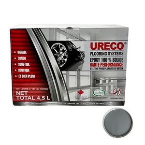 Ensemble d'epoxy 2 couches pour plancher de garage par Ureco, gris pâle brillant