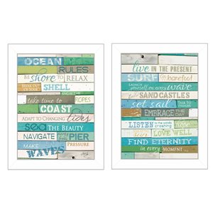 Trendy Decor 4 U 10-in x 14-in Live in the Present Printed Wall Art with White Wood Frame - 2-Piece
