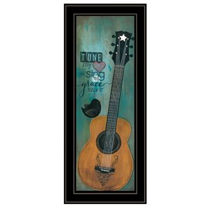 Trendy Decor 4 U 9-in x 21-in Tune My Heart Printed Wall Art with Black Frame - 1-Piece