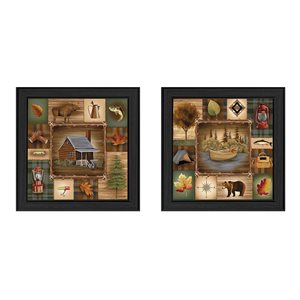 Trendy Decor 4 U 42-in x 21-in Up North Vignette Printed Wall Art with Black Frame - 2-Piece