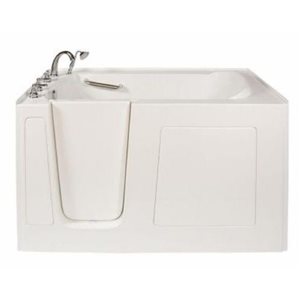 MBTubs Mobility 30-in x 60-in White Gelcoat/Fibreglass Rectangular Left-hand Walk-in Combination Bathtub (Faucet Included)