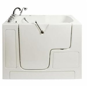 MBTubs Transfer 32-in x 52-in White Gelcoat/Fibreglass Rectangular Left-hand Walk-in Combination Bathtub (Faucet Included)