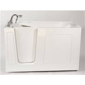 MBTubs Mobility 30-in x 60-in White Gelcoat/Fibreglass Rectangular Left-hand Walk-in Bathtub (Faucet Included)