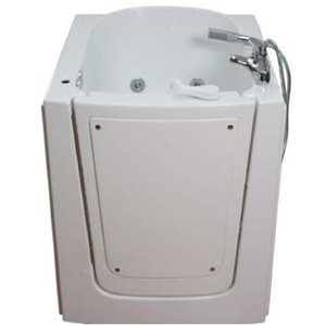 MBTubs Mobility 33-in x 38-in White Gelcoat/Fibreglass Rectangular Left-hand Walk-in Combination Bathtub (Faucet Included)