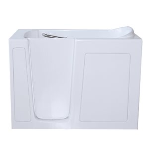 MBTubs Mobility 30-in x 52-in White Gelcoat/Fibreglass Rectangular Left-hand Walk-in Bathtub (Faucet Included)
