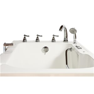 MBTubs Transfer 32-in x 52-in White Gelcoat/Fibreglass Rectangular Left-hand Walk-in Whirlpool Bathtub (Faucet Included)