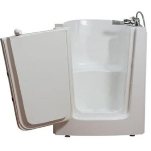 MBTubs Mobility 33-in x 38-in White Gelcoat/Fibreglass Rectangular Left-hand Walk-in Bathtub (Faucet Included)