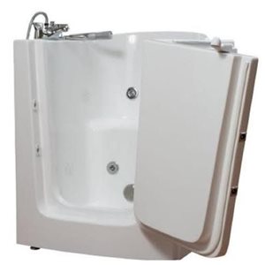 MBTubs Mobility 33-in x 38-in White Gelcoat/Fibreglass Rectangular Right-hand Walk-in Whirlpool Bathtub (Faucet Included)