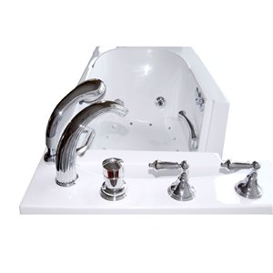 MBTubs Mobility 30-in x 52-in White Gelcoat/Fibreglass Rectangular Left-hand Walk-in Combination Bathtub (Faucet Included)