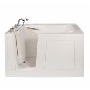 MBTubs Mobility 30-in x 60-in White Gelcoat/Fibreglass Rectangular Left-hand Walk-in Whirlpool Bathtub (Faucet Included)