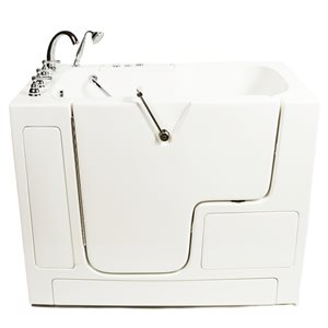 MBTubs Transfer 32-in x 52-in White Gelcoat/Fibreglass Rectangular Left-hand Walk-in Bathtub (Faucet Included)