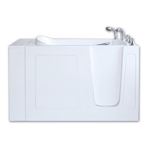 MBTubs Mobility 51.5-in x 52-in White Gelcoat/Fibreglass Rectangular Right-hand Walk-in Bathtub (Faucet Included)