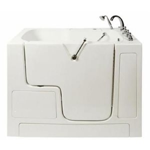 MBTubs Transfer 32-in x 52-in White Gelcoat/Fibreglass Rectangular Right-hand Walk-in Combination Bathtub (Faucet Included)