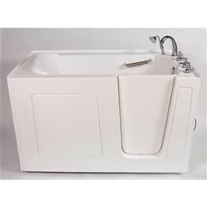 MBTubs Mobility 30-in x 60-in White Gelcoat/Fibreglass Rectangular Right-hand Walk-in Bathtub (Faucet Included)