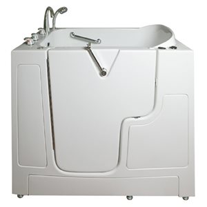 MBTubs Transfer 51.5-in x 52-in White Gelcoat/Fibreglass Rectangular Left-hand Walk-in Whirlpool Bathtub (Faucet Included)