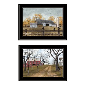 Trendy Decor 4U Rectangle 19-in x 15 po Country Roads  2-Piece Wall Art with Black Frame