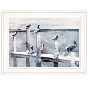 Trendy Decor 4U Rectangle 19-in x 15 po Birds on a Pier Printed Wall Art with White Frame