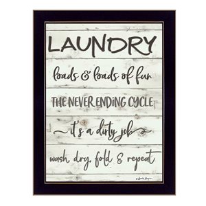 Trendy Decor 4U Rectangle 14-in x 18 po Laundry Printed Wall Art with Black Frame