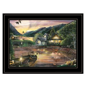 Trendy Decor 4 U Rectangle 19-in x 15-in Lakefront Camping II Printed Wall Art with Black Frame - 1-Piece