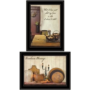 Trendy Decor 4 U Rectangle 19-in x 15-in What I Love Most Vignette Printed Wall Art with Black Frame - 2-Piece