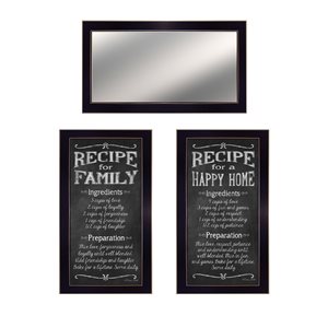 Trendy Decor 4 U Rectangle 20-in x 11-in Family Recipe Vignette Printed Wall Art with Black Frame - 3-Piece