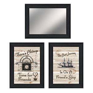 Trendy Decor 4 U Rectangle 15-in x 12-in Friendship Journey Vignette Printed Wall Art with Black Frame - 3-Piece