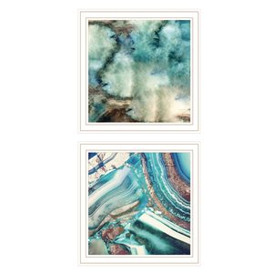 Trendy Decor 4U Rectangle 14-in x 29-in Earth tones I & Sea II White Frame Wall Art - 2-Piece