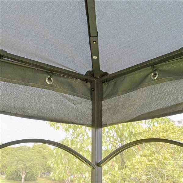 Outsunny Grey Metal Square Semi-Permanent Gazebo Polyester Roof 10-ft x 10-ft