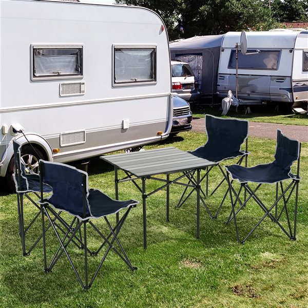 Table de camping pliante avec chaises en bois, ensemble de camping en  aluminium