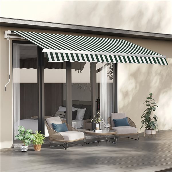 Outsunny 10-ft x 8-ft Retractable Green and White Awning Fabric Replacement with UV Protection