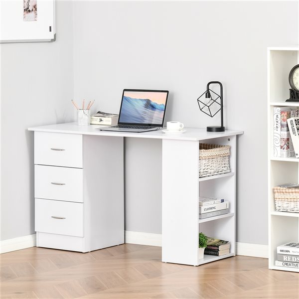 HomCom 47.25-in White Modern/Contemporary Writing Desk