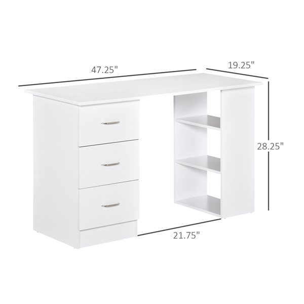 HomCom 47.25-in White Modern/Contemporary Writing Desk