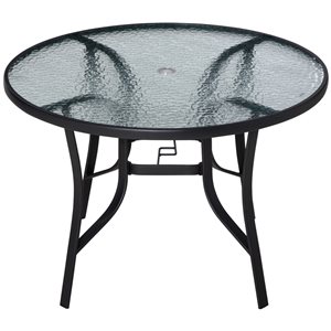 Outsunny 42-in W x 42-in L Round Outdoor Dining Table with Umbrella Hole