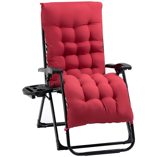 Image of Outsunny | Black Metal Stationary Zero Gravity Chair With Red Cushioned Seat | Rona