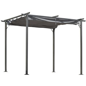 Outsunny 117.6-in W x 117.6-in L x 90-in H Black Metal Freestanding Pergola - Canopy Included