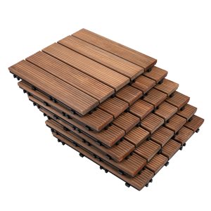 Outsunny 1-in x 11.75-in x 11.75-in Brown Wood Interlocking Deck Tiles - 27/Pack