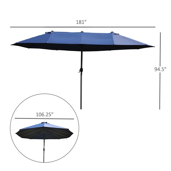 Outsunny 15-ft Blue Garden Patio Umbrella 84D-031V01BU | RONA