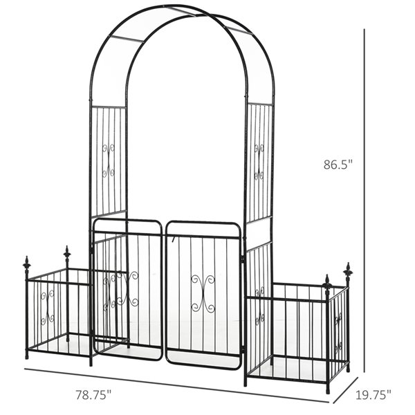 Outsunny 6.6-ft W x 7.2-ft H Black Garden Arbour