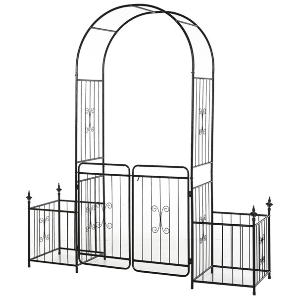 Outsunny 6.6-ft W x 7.2-ft H Black Garden Arbour