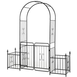 Outsunny 6.6-ft W x 7.2-ft H Black Garden Arbour