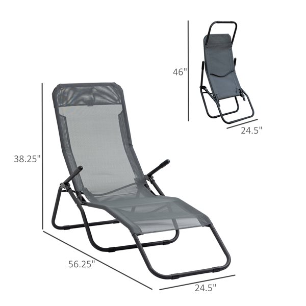 Outsunny Black Metal Zero Gravity Chair with Grey Mesh Seat