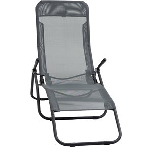 Outsunny Black Metal Zero Gravity Chair with Grey Mesh Seat