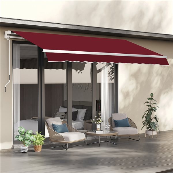 Outsunny 12-ft x 10-ft Retractable Wine Red Awning Fabric Replacement with UV Protection