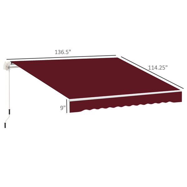 Outsunny 12-ft x 10-ft Retractable Wine Red Awning Fabric Replacement with UV Protection