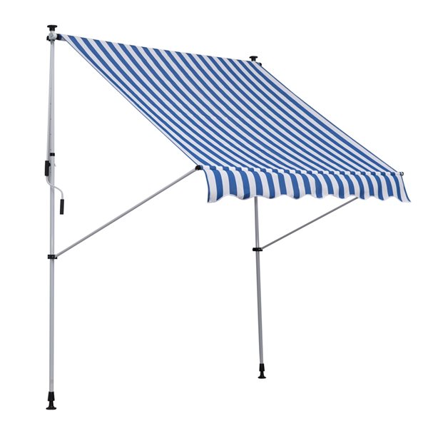 Outsunny 6.6-ft x 5-ft x 9.2-ft Blue and White Window/Door Manual Retraction Awning