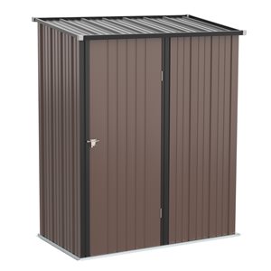 Outsunny 3-ft x 5-ft Brown Galvanized Steel Storage Garden Shed
