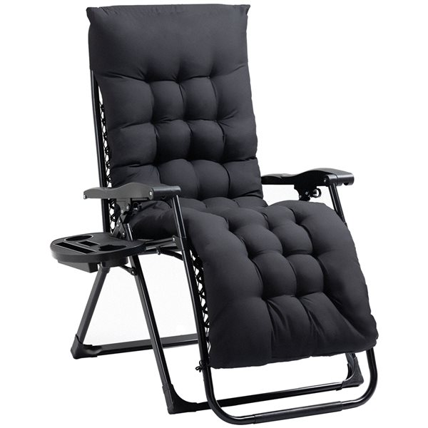 Image of Outsunny | Black Metal Stationary Zero Gravity Chair With Black Cushioned Seat | Rona