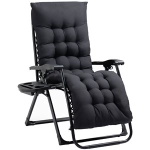 Outsunny Black Metal Stationary Zero Gravity Chair with Black Cushioned Seat