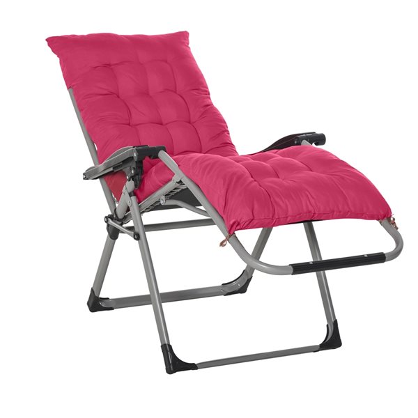 Image of Outsunny | Light Grey Metal Stationary Zero Gravity Chair With Pink Cushioned Seat | Rona